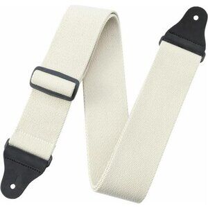 Milk White Cotton Guitar Strap Wide Adjustable Leather Ends Bass Electric
